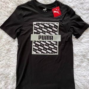 NWT Small Mens Black & White Puma Graphic Short Sleeve Tee